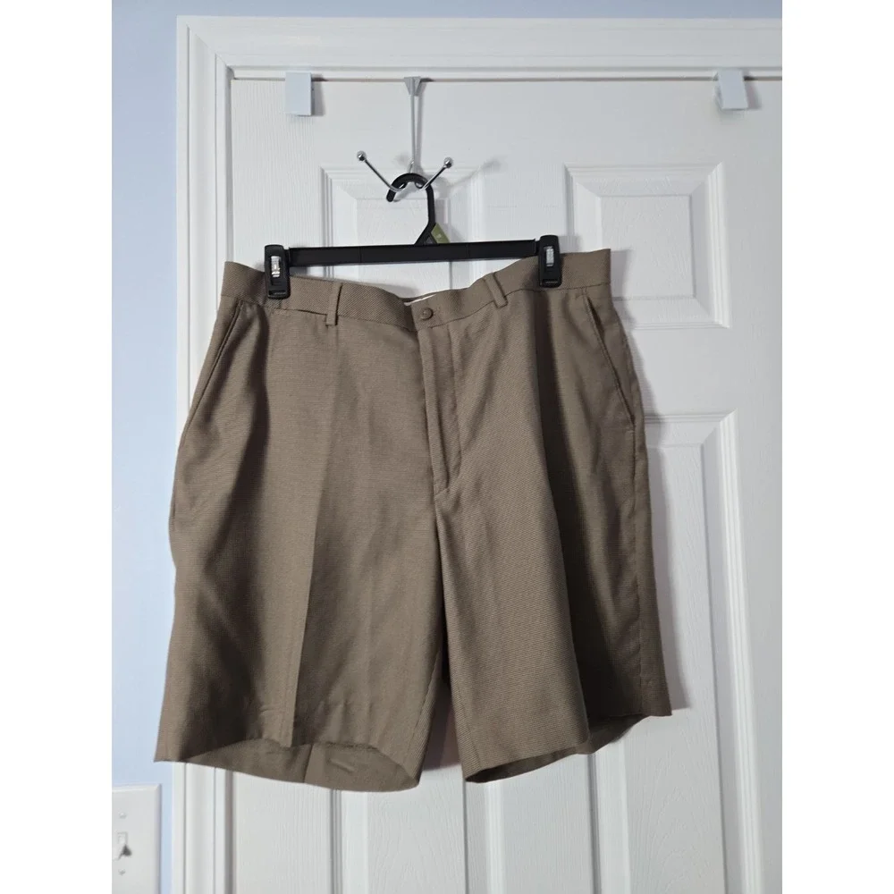Alan Flusser Golf Polyester Flat Front Mens Black Chino Shorts‎ Size 38x9 Inseam